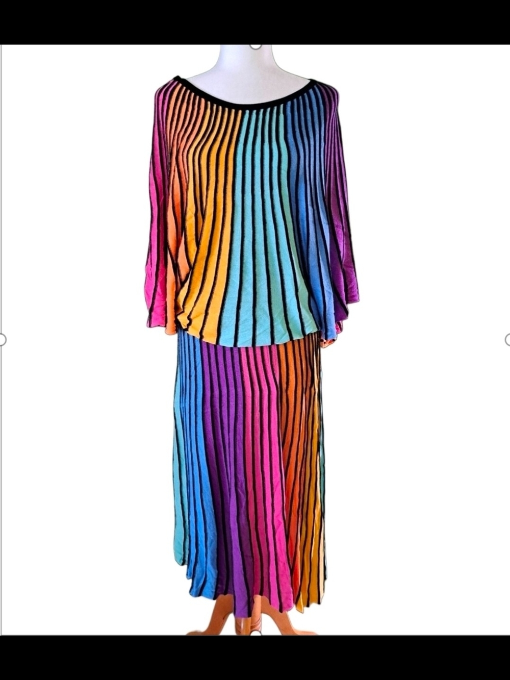 NEW YORK & COMPANY RAINBOW SWEATER & SKIRT SET SZ XL - Picture 3 of 11